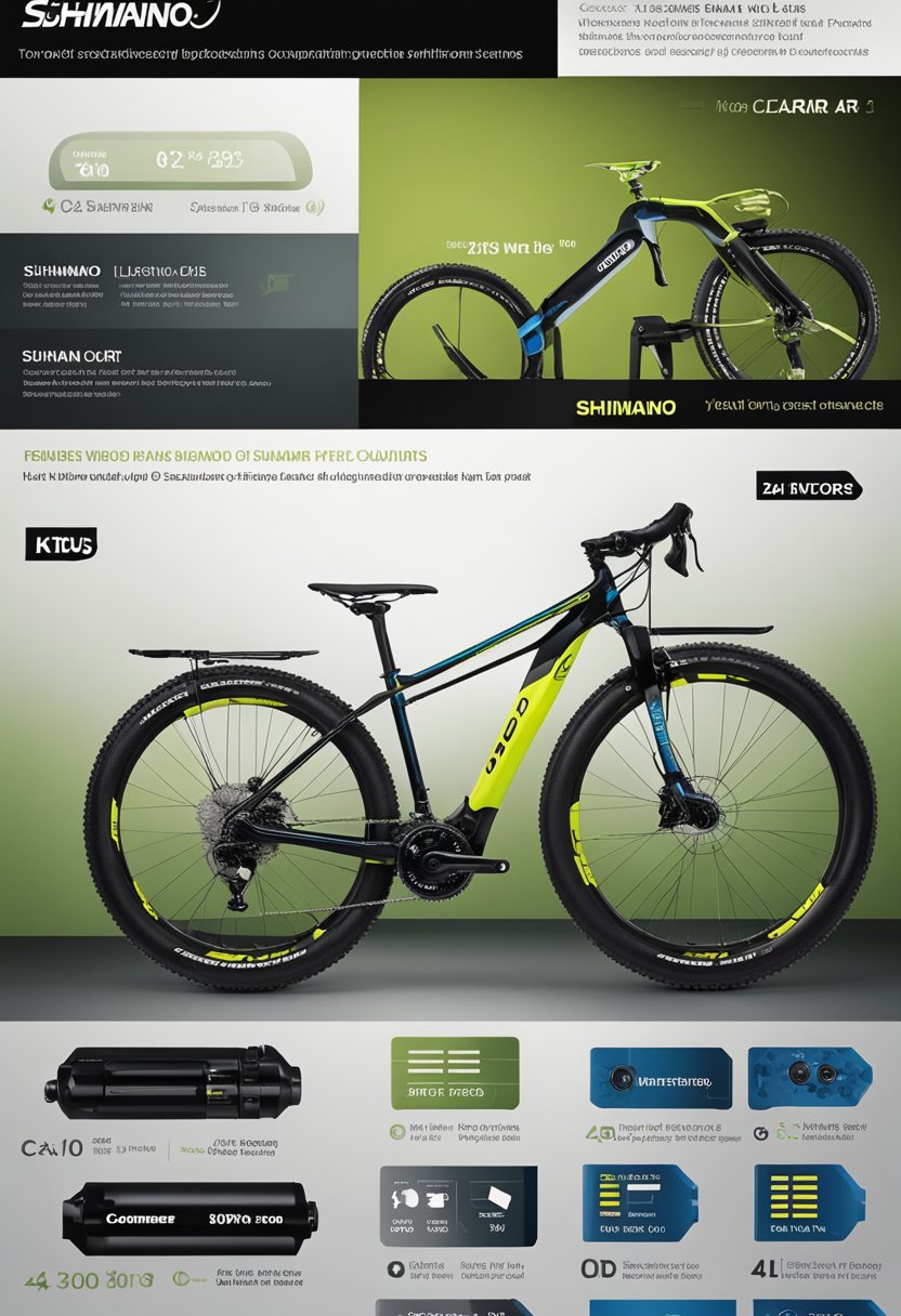 A comparison chart showing features and ratings of Shimano Claris and Altus, with customer reviews and feedback displayed alongside
