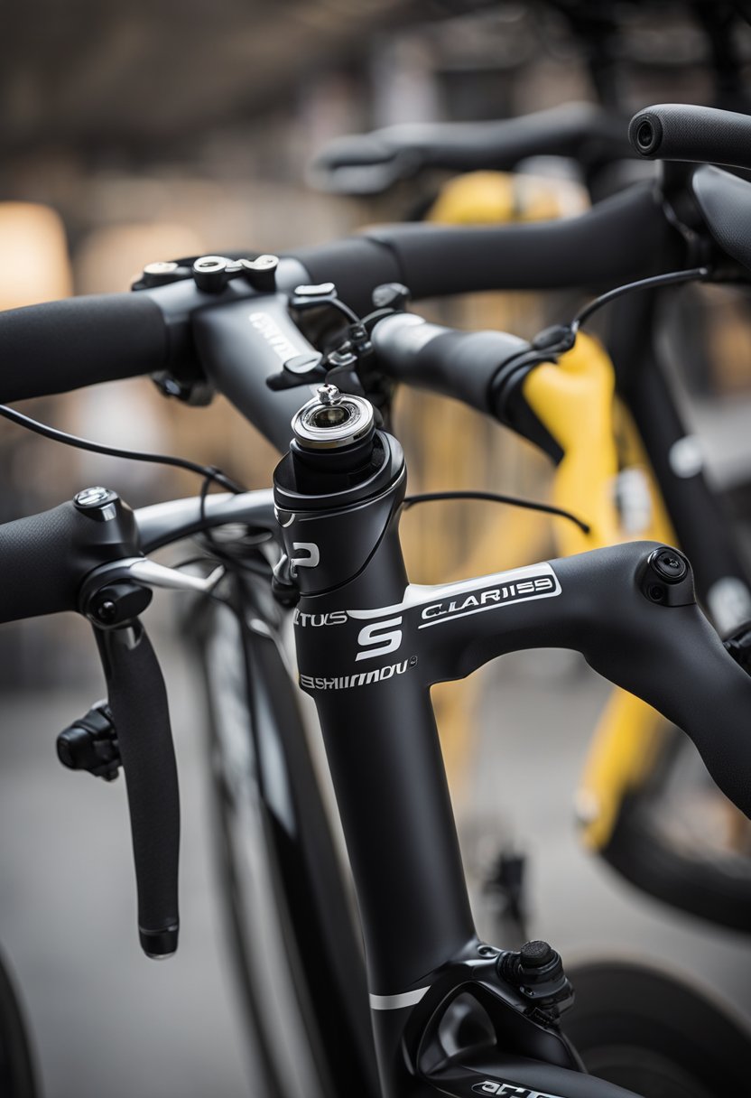 A table displays Shimano Claris and Altus bike components. Claris features sleek design and precise shifting, while Altus offers durable and reliable performance